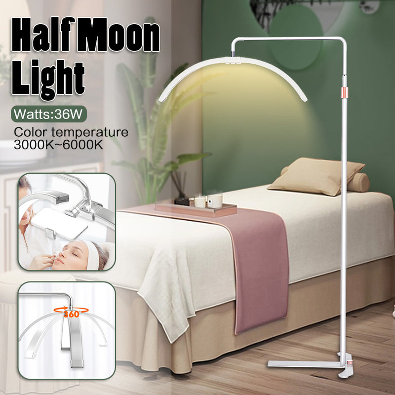 Half Moon Floor Standing Light Dual Color Dual-head Fill Dimmable Light Height Adjustable for Skincare Tattoo Beauty Salon Eyelash Extension 26 Inch