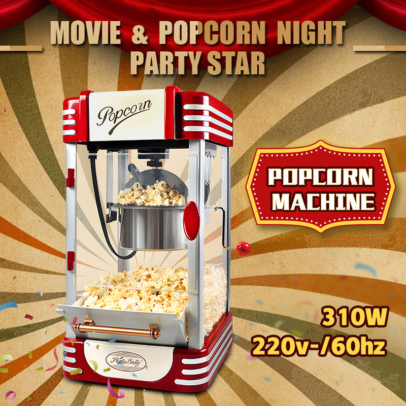 Popcorn Machine Popcorn Maker Corn Popper 310W Machine Popper With Warming Light and Accessories Easy to Use Commercial Fully Automatic Popcorn