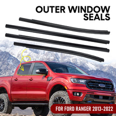 Outer Door Weather Window Rubber Seals Fit for Ford Ranger 2013-2022 Series Moulding Trim Strips Car Modification Accessories Black 4Pcs