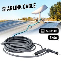 30FT Durable Replacement Cable for Starlink Rectangular Satellite 9.45M Heat Resistant Gray