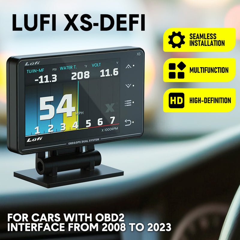Lufi XS Defi OBD2 Boost Gauge Multi Meter Gyrometer GPS Dual Mode System HD Display Tacho Speedometer Water Temperature  Data Combo for Car 2008 to 2023