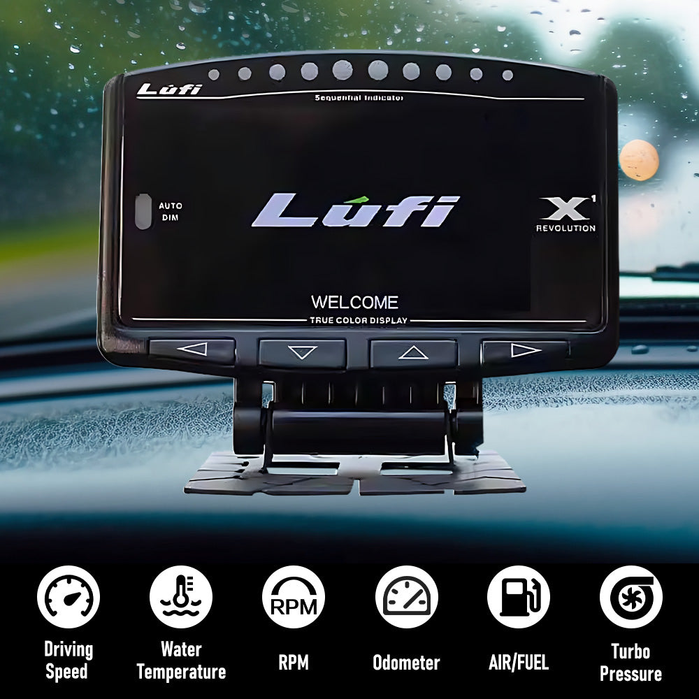 Lufi X1 Defi OBD2 Boost Gauge All-In-1 Car Meter Multi-gauge HD Display Tacho Speedometer Water Temperature Data Combination for Car 2008 to 2023