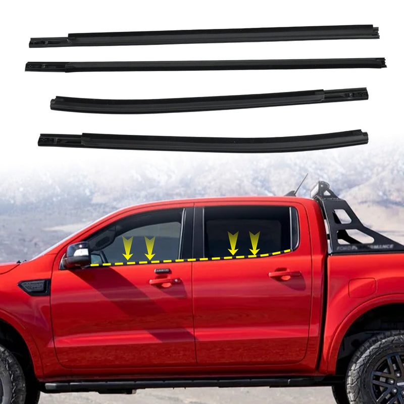 Outer Door Weather Window Rubber Seals Fit for Ford Ranger 2013-2022 Series Moulding Trim Strips Car Modification Accessories Black 4Pcs