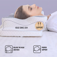 Orthopedic Neck Shoulder Pillow Cervical Memory Foam Support Cushion 2 Heights Ergonomic Contour Pillows With Washable Pillowcase Pain Relief