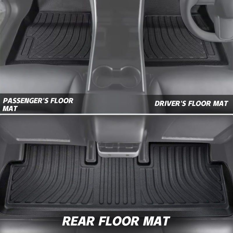 TPE Mats Compatible with Tesla Model 3 2024 TPE Floor Mats Front Storage Rear Storage Trunk Liner Car Interior Accessories Non-Slip Black