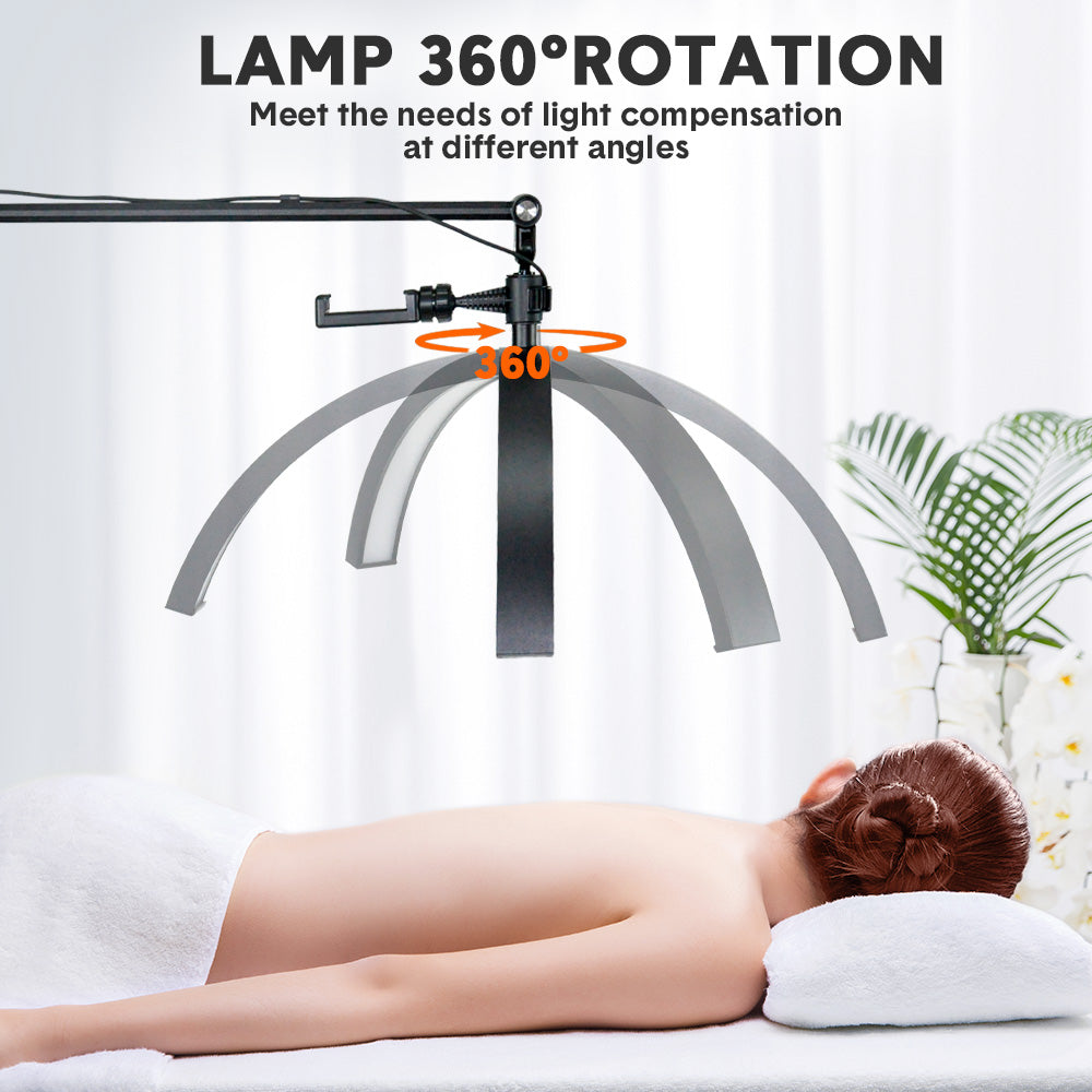 2 in 1 Half LED Moon Light Wheeled Table Support 20inch 36W Floor Beauty Lamp Lash Light Height Adjustable With Remote Control for Tattoo Beauty Salon Skincare