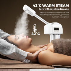 3IN1 Professional Facial Steamer Humidifier Ozone Spa Salon Adjustable Height with LCD Display and Timer Rolling Wheels For Beauty Skin Facial Clean