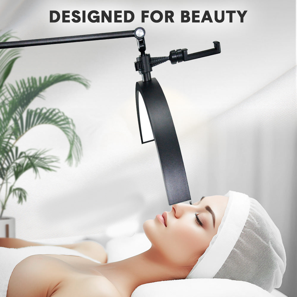 2 in 1 Half LED Moon Light Wheeled Table Support 20inch 36W Floor Beauty Lamp Lash Light Height Adjustable With Remote Control for Tattoo Beauty Salon Skincare