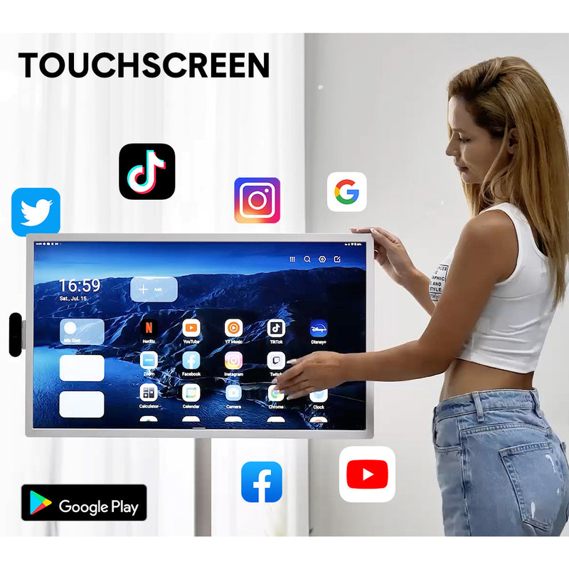 Movable 32 Inch 1080P Smart Screen TV Rotatable In-cell Touch Screen Support Google Store Cast Screen with Built-in Battery HD Camera Android 12 8+128