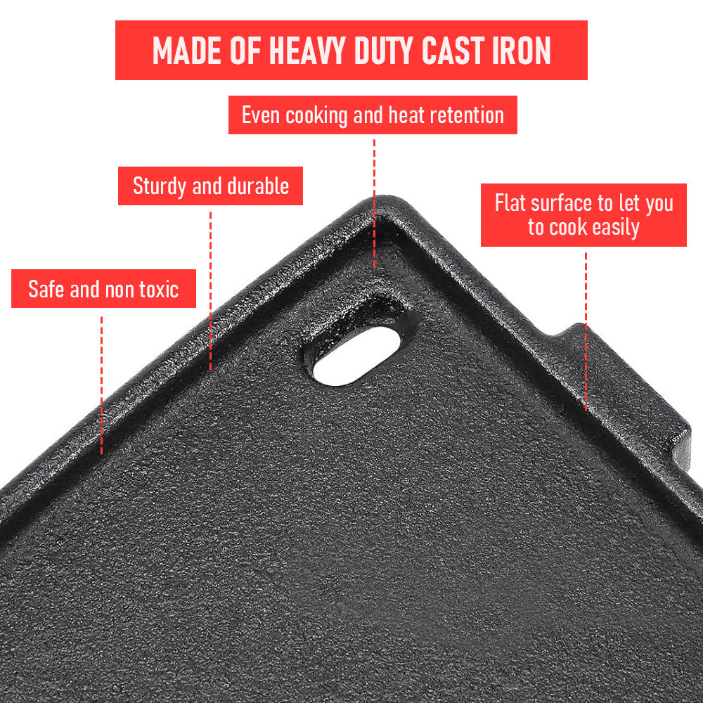 Cast Iron BBQ Half Griddle Plate Replacement Part for Weber Q100 Q120 Q1000 Q1200 Series Grills Non-stick Cooking Pan 32x21cm With 2 Support Clips