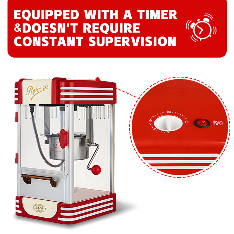 Popcorn Machine Popcorn Maker Corn Popper 310W Machine Popper With Warming Light and Accessories Easy to Use Commercial Fully Automatic Popcorn