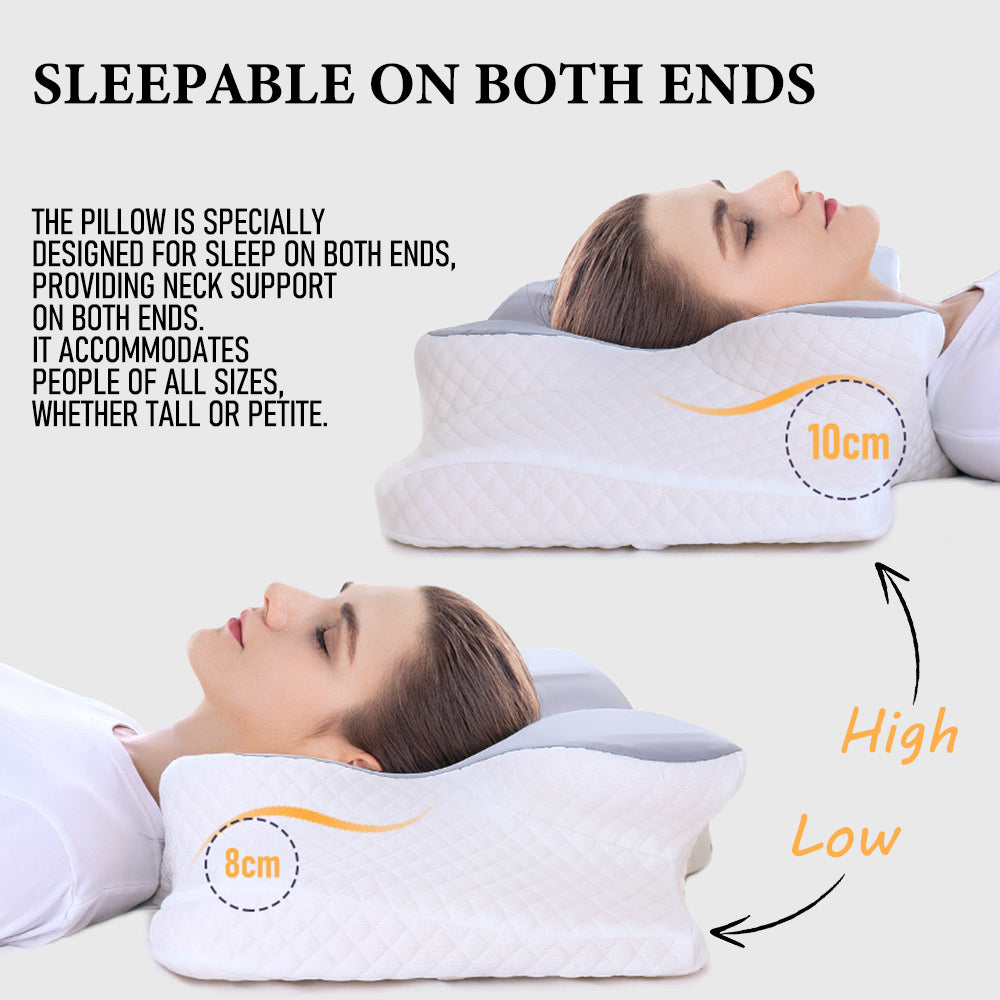 Orthopedic Neck Shoulder Pillow Cervical Memory Foam Support Cushion 2 Heights Ergonomic Contour Pillows With Washable Pillowcase Pain Relief