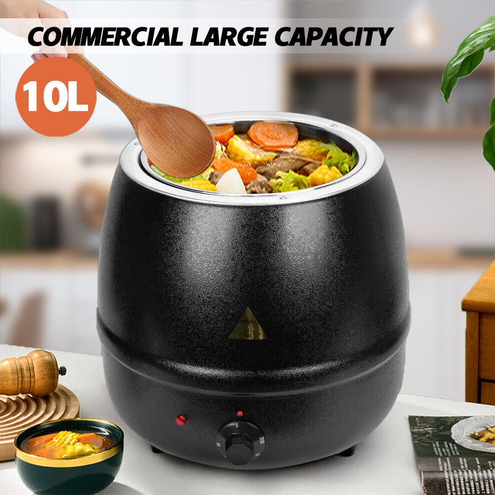 Alston 10l Black Enamel Thick Stainless Steel Electronic Hot Soup Pot Buffet Electric Heating Soup Warmer