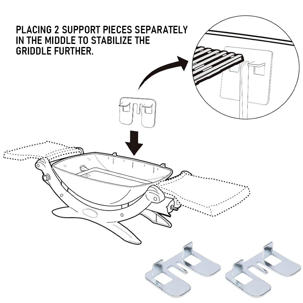 Cast Iron BBQ Grate Replacement Part for Weber Q100 Q1000 Q1200 Q1400 Series Grill 32x21cm Cooking Gas Accessories Set of 2