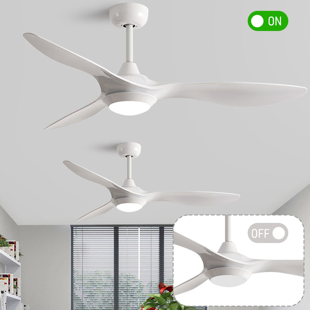 White Ceiling Fan with Light 3 Changeable Light Colors Dimmable LED and 3 Adjustable Wind Speed with Remote Control Fit for 10-20 Square Meters