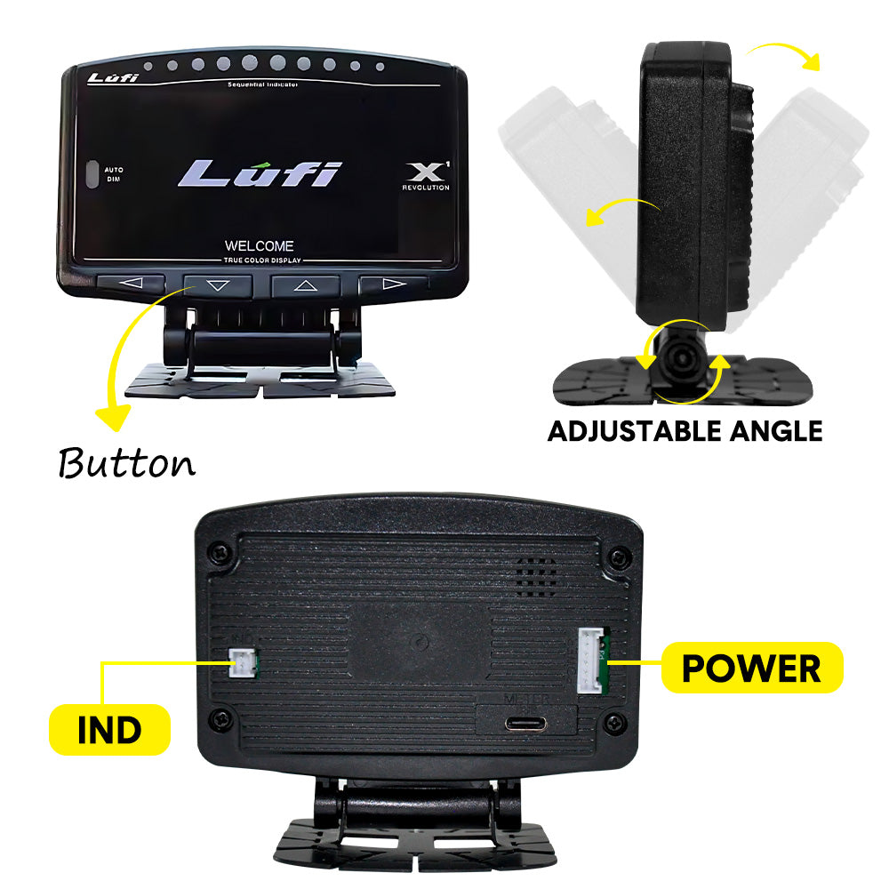 Lufi X1 Defi OBD2 Boost Gauge All-In-1 Car Meter Multi-gauge HD Display Tacho Speedometer Water Temperature Data Combination for Car 2008 to 2023