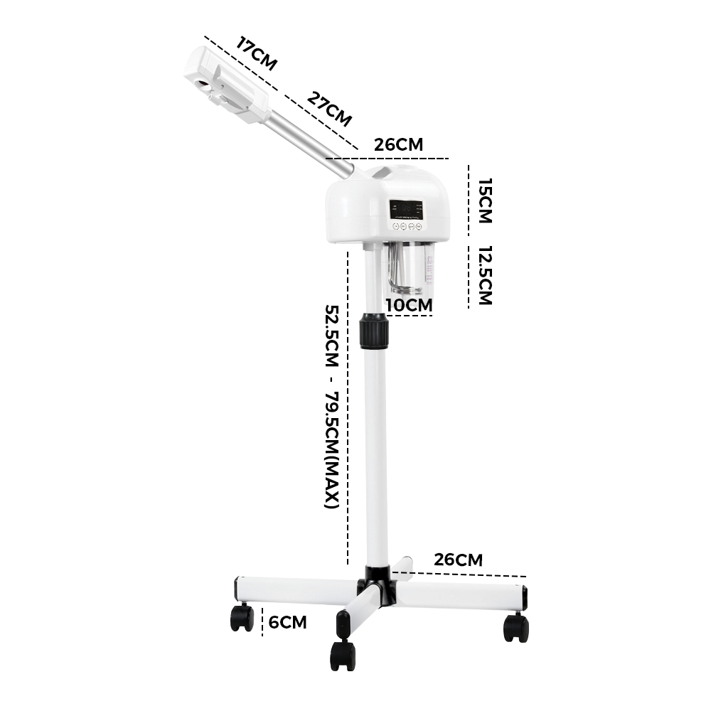 3IN1 Professional Facial Steamer Humidifier Ozone Spa Salon Adjustable Height with LCD Display and Timer Rolling Wheels For Beauty Skin Facial Clean