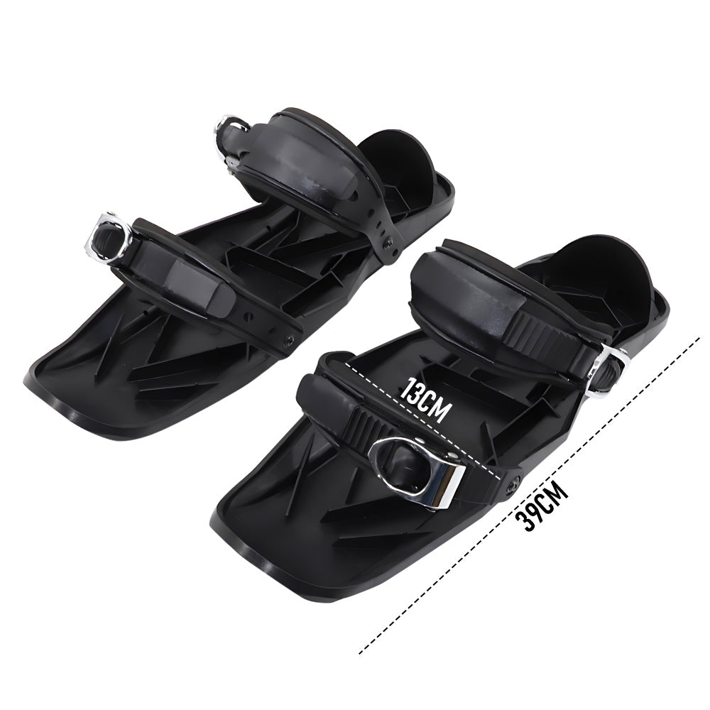 Portable Mini Short Ski Shoes Skates Boots Skiboards Adjuatable Short Shoe Snowblades Snowboarding Accessories for Snow Winter Outdoor Sports Black