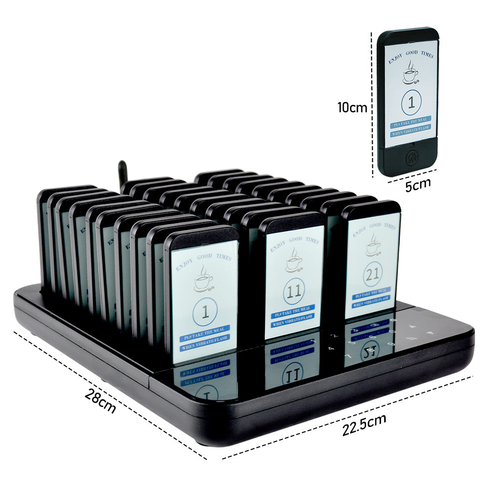 Restaurant Buzzers - 30 Pagers Efficient Queue Management Wireless Calling System - Ideal for Restaurants Cafe and Events