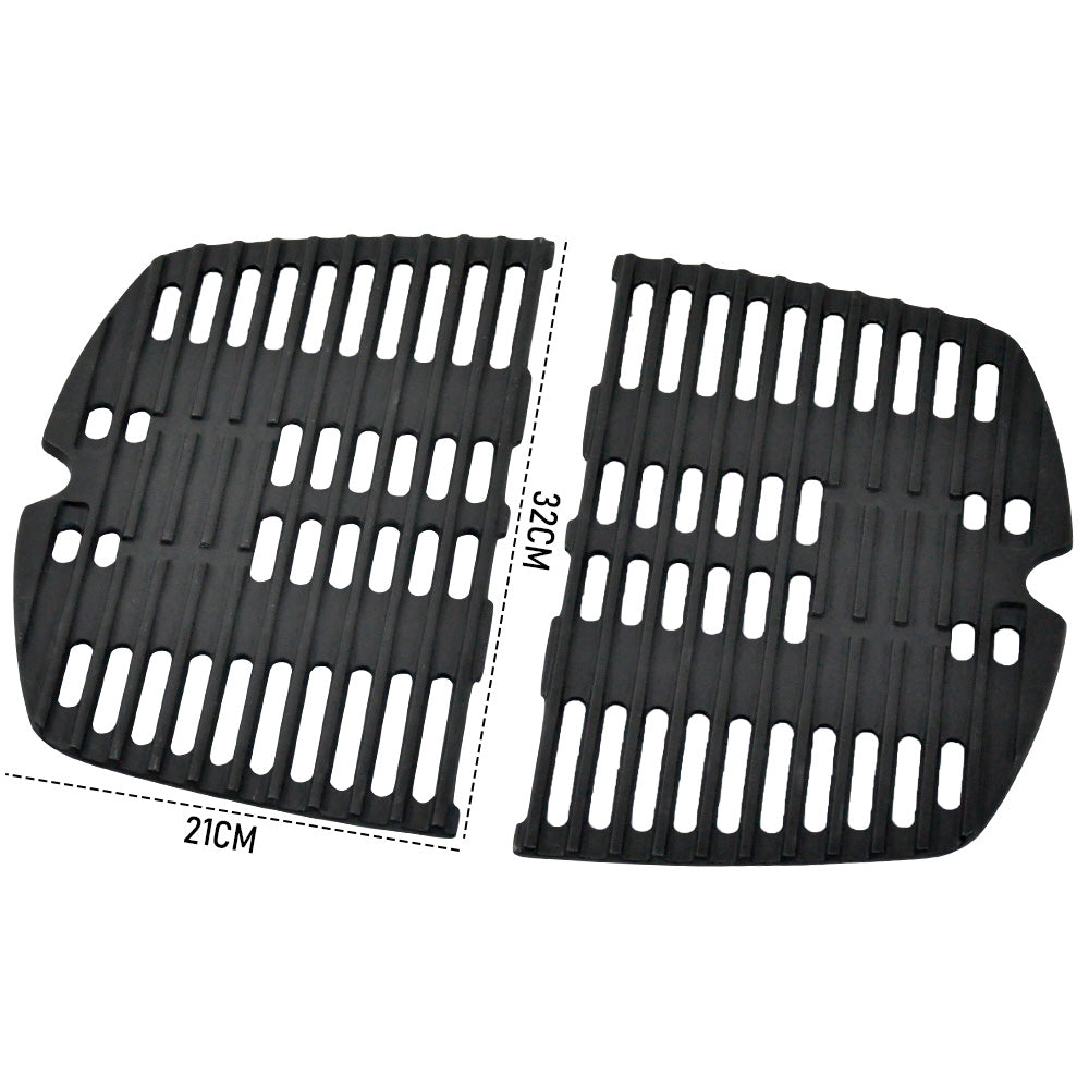 Cast Iron BBQ Grate Replacement Part for Weber Q100 Q1000 Q1200 Q1400 Series Grill 32x21cm Cooking Gas Accessories Set of 2