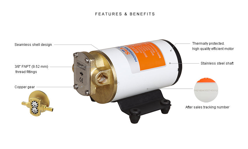 Seaflo Diesel and Oil Transfer Pump 12V 3.2GPM Mini Portable Electric Fuel Diesel Fluid Transfer Gear Pump For Agriculture