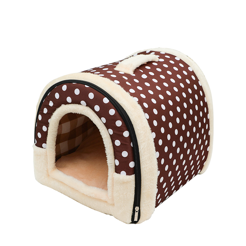 Pet Dog House Brown with Soft Igloo Design Comfortable Cat & Puppy Cushioned Bed Foldable, Machine Washable Durable with Chic Patterns