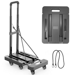 6-Wheel Folding Hand Truck Heavy Duty 227kg Capacity Collapsible Trolley with Elastic Strap Triple-Axle All-Terrain Design Moving RV Camping Warehouse