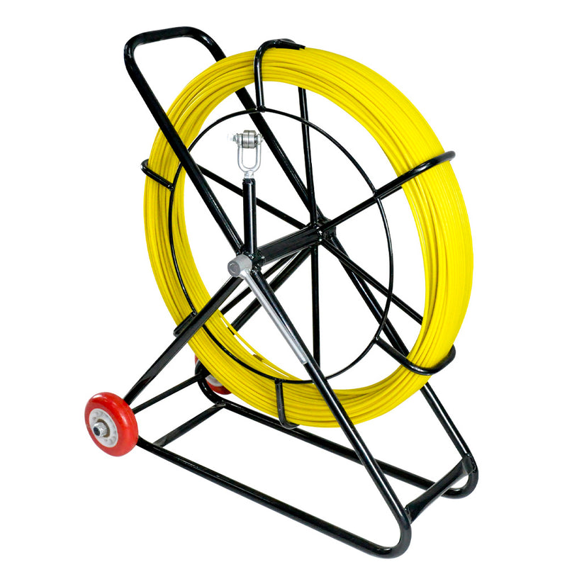 4.5mm 120M Fish Tape Puller Fiberglass Rodder Guiding Cable Duct Rodder Snake Copper Wire with Steel Reel Cage and Wheels Telstra NBN Tool Non-Conduct