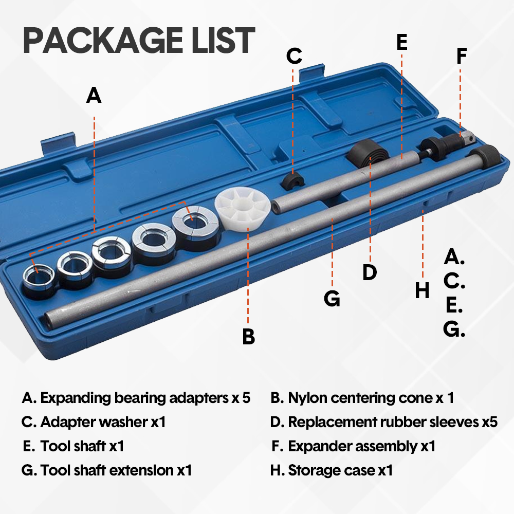 Cam Bearing Removal and Installation Tool Set Complete Camshaft Bearing Tool Kit with 1-1/8 to 2-2/3 Inch Adapters Covers Most Domestic and Import Vehicles