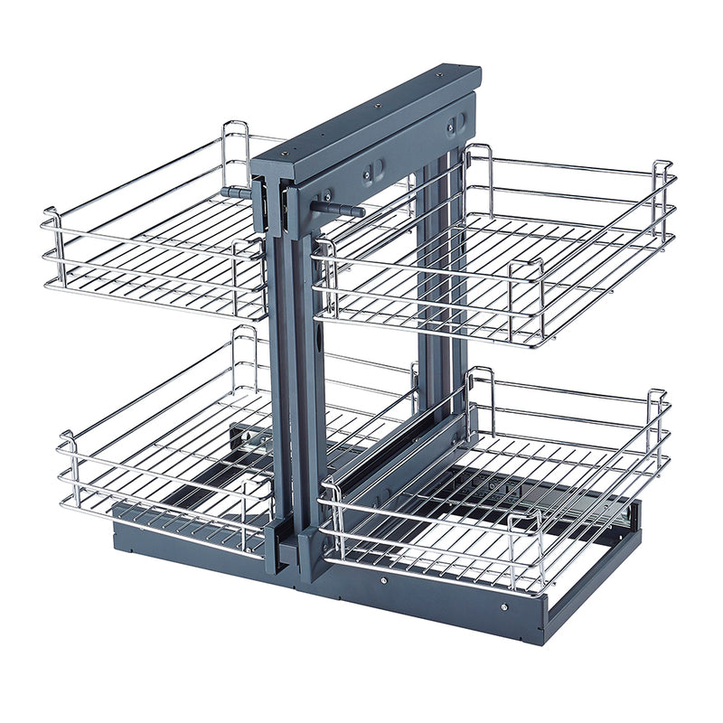 Blind Corner Pull Out Organizer for 31.5'' Cabinet Left Open & Right Open Compatible Min Opening 15'' 2 tier Pull Out Basket Soft Close Bottom Mount