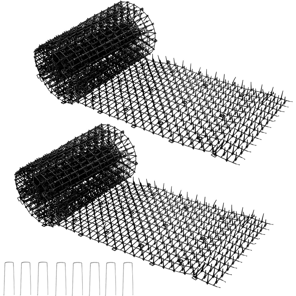 4M Cat Scat Mat Spikes Deterrent Fence Protector Prickle Strips Anti-Cats Network Digging Stopper Pest Repellent Spike Deterrent Mat 2 Rolls