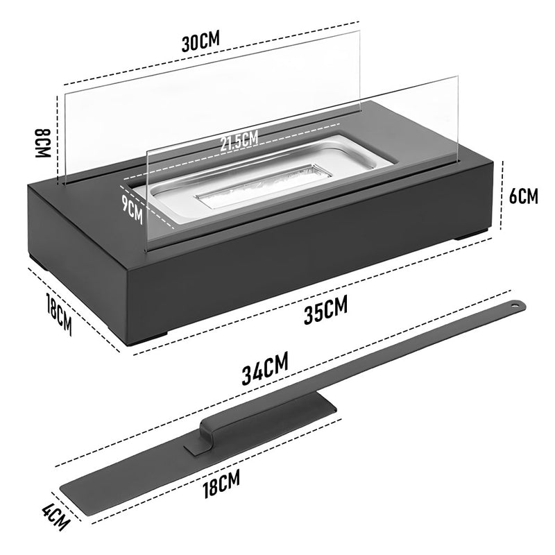Rectangle Tabletop Ethanol  Fire Pit Portable Alcohol Fireplace Heating Stove with Tempered Glass Indoor Outdoor 1 Set