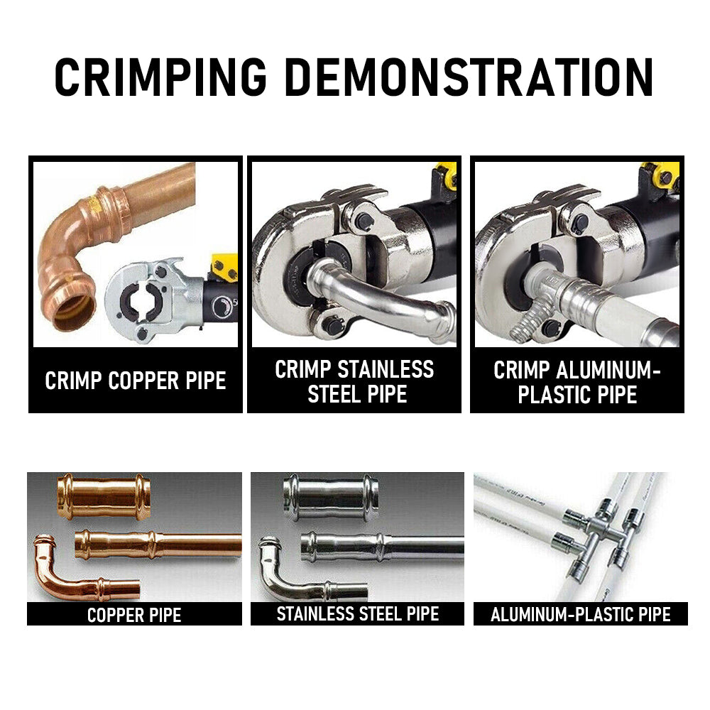 Hydraulic Pipe Crimper Plier Set Tube Plumbing Tool with Crimping Dies for Metal Pipe