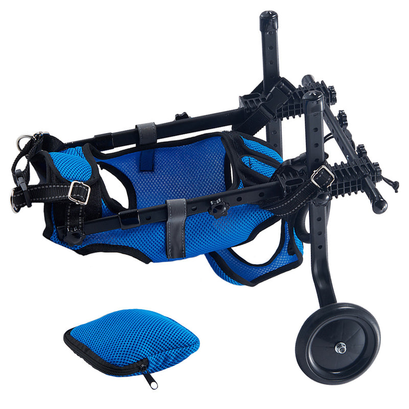 Adjustable Dog Wheelchair Pet Hind Leg Wheelchair Disabled Dog Cart Mobility Aid Rehabilitation Training for Pets Weighing 4-9kg With Pads and Poop Bags