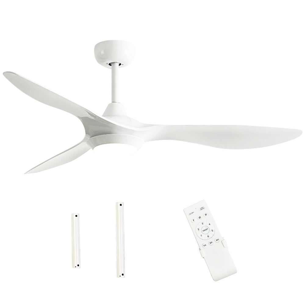 White Ceiling Fan with Light 3 Changeable Light Colors Dimmable LED and 3 Adjustable Wind Speed with Remote Control Fit for 10-20 Square Meters