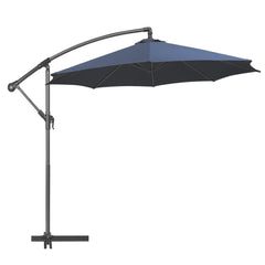 Outdoor Patio Umbrella 3M/10FT Height Adjustable Heavy Duty Sun Shade Waterproof with Cantilever and Stand for Garden Deck Backyard Pool Navy Blue