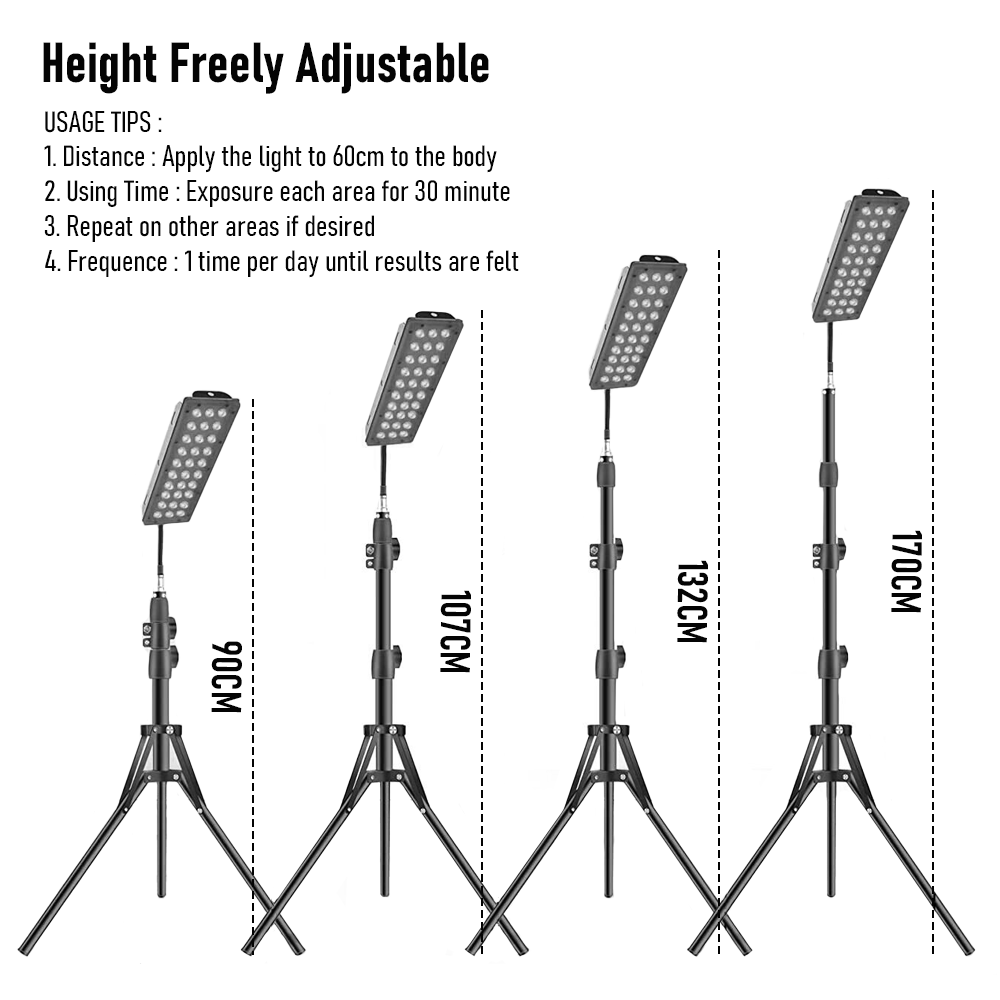 Infrared Light Therapy Lamp Adjustable Stand LED Red Light Device 660nm X 850nm