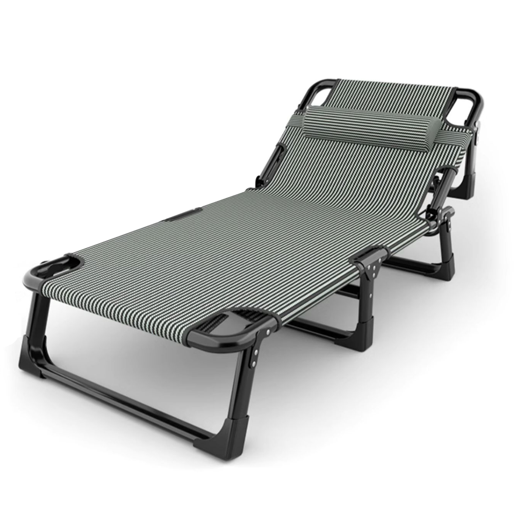 Heavy Duty 200kg Foldable Bed Recliner Chair 4 Reclining Position with Optional Mattress Headrest For Camping Picnic Surf Beach Backyard Relaxation