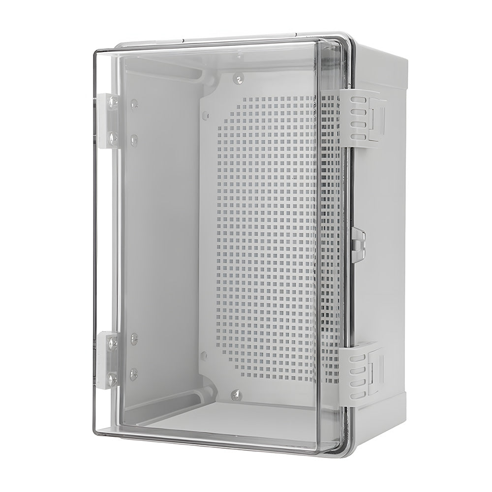 Electrical ABS Junction Box IP66 Waterproof Electrical Enclosure with Clear Hinged Cover and Mounting Plate for Electrical Project 30x20x17cm