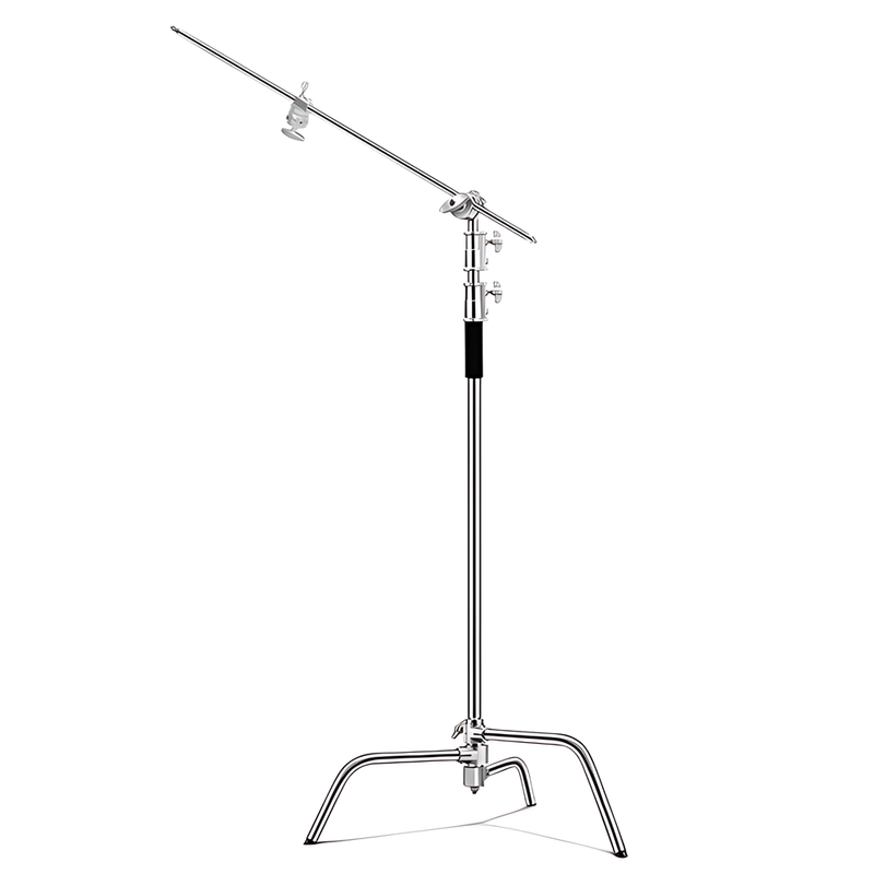 3.3m Heavy-Duty Stainless Steel C-Stand with Boom Arm Grip Head Adjustable Light Stand for Photograph Studio Reflectors Softbox Moonlight with Sandbag