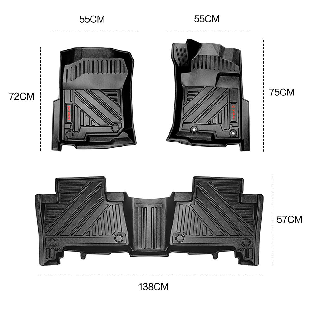 Floor Mat Full Cover Floor Mats with Front Rear Cargo Liner Toyota Prado 150 2009-2023 TPE Anti-Slip Waterproof Cargo Mat