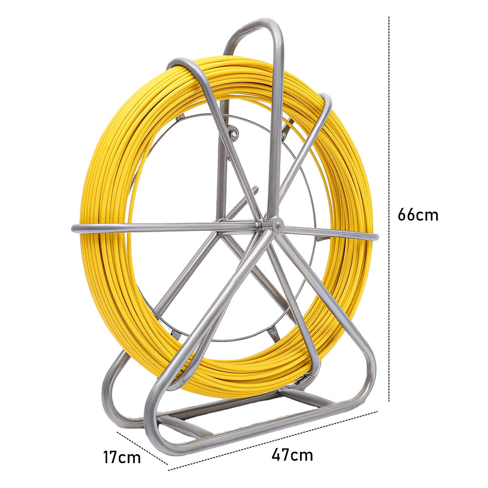 Alston 4.5mm 100M Fish Tape Fiberglass Rodder with Steel Reel Cage Cable Duct Rodder Snake Copper trace Wire Telstra NBN Tool Non-Conduct