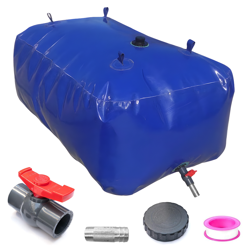 1100L Foldable Water Bladder Tank Non-Toxic Large Capacity Water Storage Bag Wear Resistant With Valve for Outdoor Camping Drought Fire Agriculture