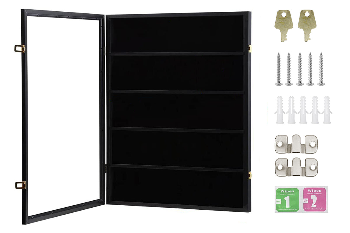 35 Card Display Case Lockable Wall Mount 7X5Frame Clear View Card Holder Collector with UV Protection for Sports Baseball Football Trading Card Collection