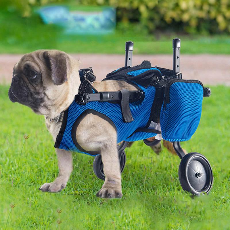 Adjustable Dog Wheelchair Pet Hind Leg Wheelchair Disabled Dog Cart Mobility Aid Rehabilitation Training for Pets Weighing 4-9kg With Pads and Poop Bags