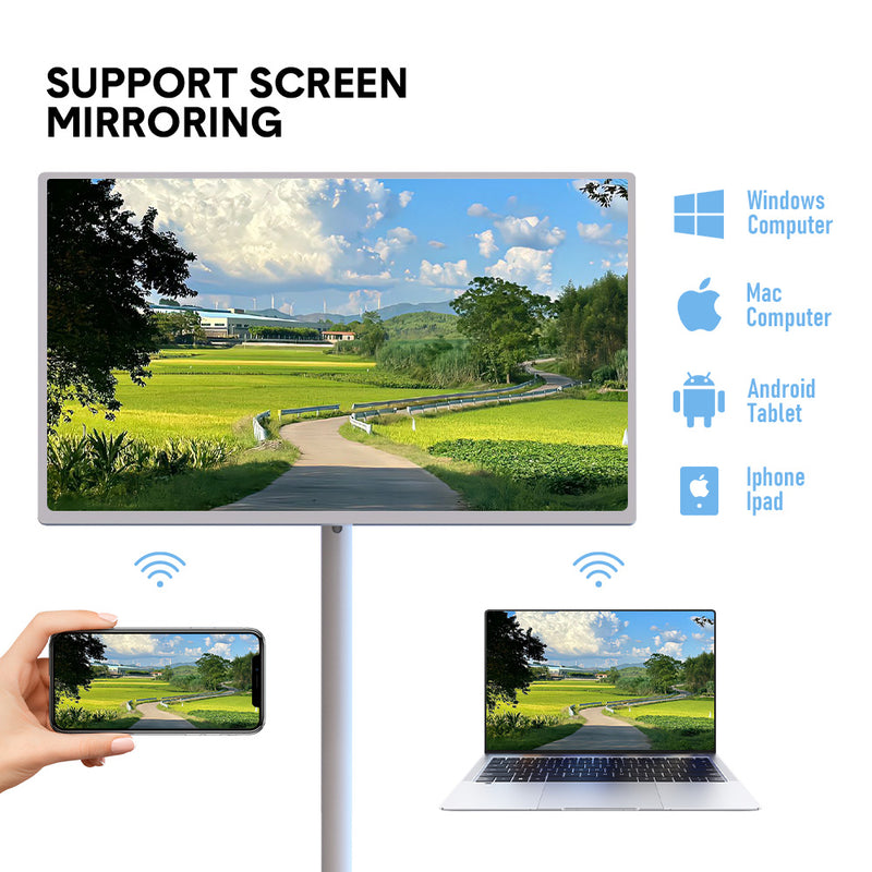 Movable 32 Inch 1080P Smart Screen TV Rotatable In-cell Touch Screen Support Google Store Cast Screen with Built-in Battery HD Camera Android 12 8+128