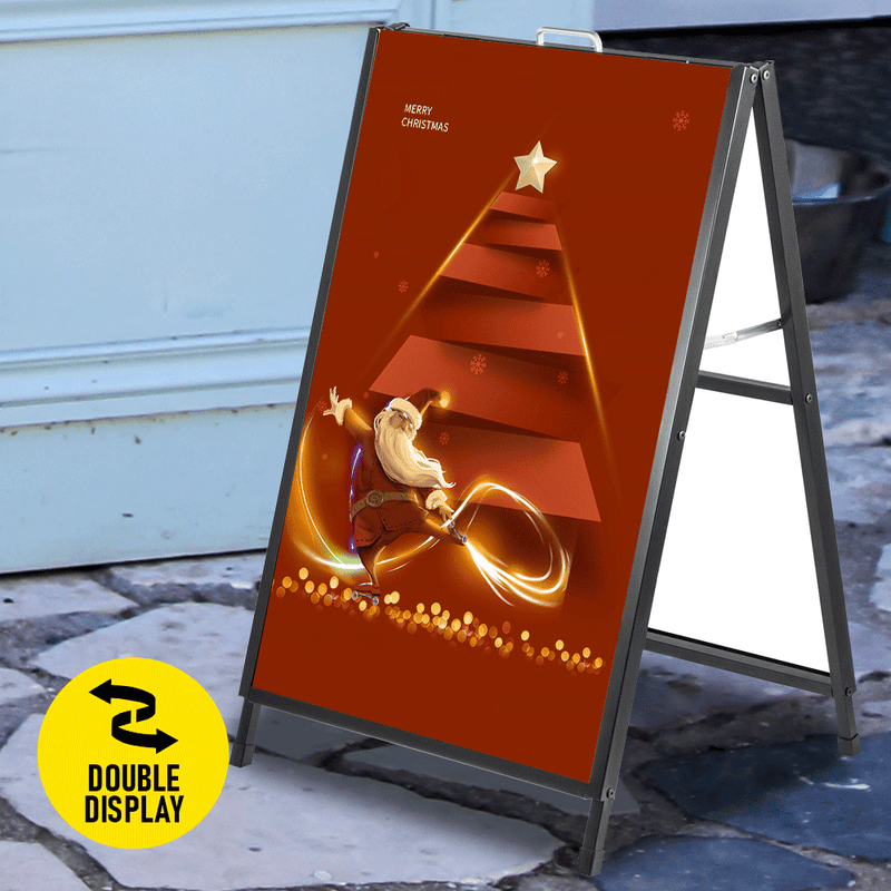 A1 Frame Sign Double Sided Poster Board Outdoor Display Advertising Stand 60x90cm Portable Sidewalk Sign Freestanding for Bars Cafes Events Shops