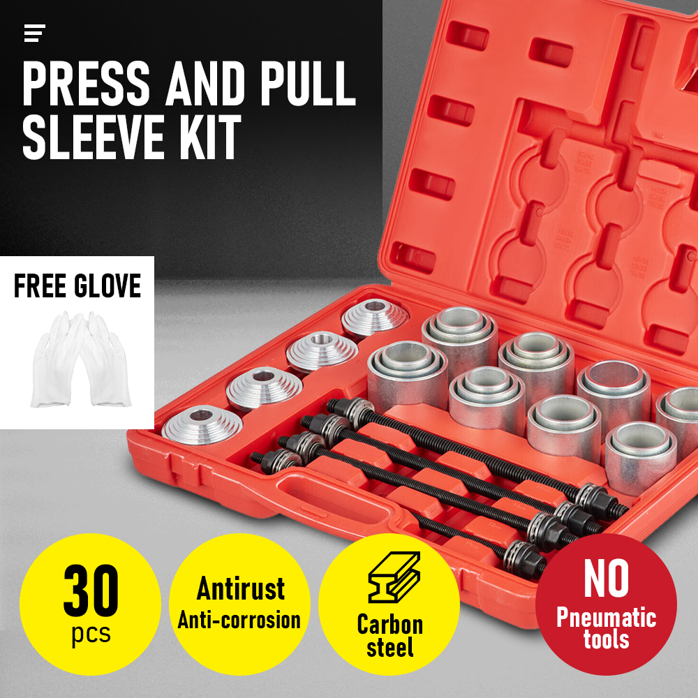 30 PCS Pull and Press Sleeve Kit 45# Steel Removal Installation Bushes Bearings Tool Kit Bush Removal Insertion Works on Most Cars and LCV HGV Engines