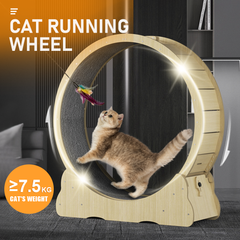 MelPet Cat Exercise Wheel Cat Running Wheel Runner Treadmill Exerciser with Carpeted Runway Fitness Cat Sport Toy for Kitty Longer Life Wood Colour