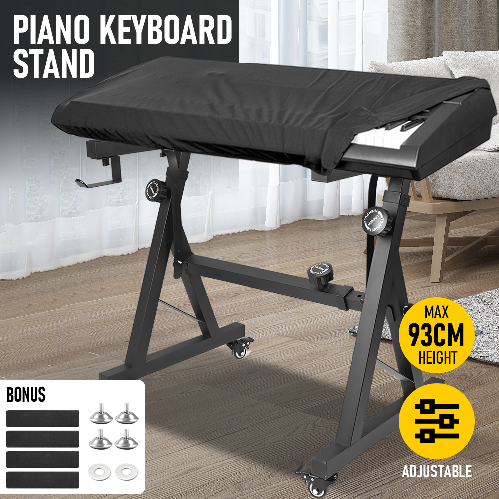 Portable Piano Keyboard Z Stand Heavy-Duty with Wheels Foldable Up to 93CM Heigh